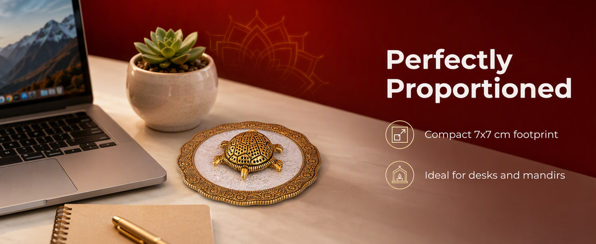 Metal Tortoise with Glass Tray, Decorative Turtle Showpiece for Home, Office Desk, Mandir and Gifting