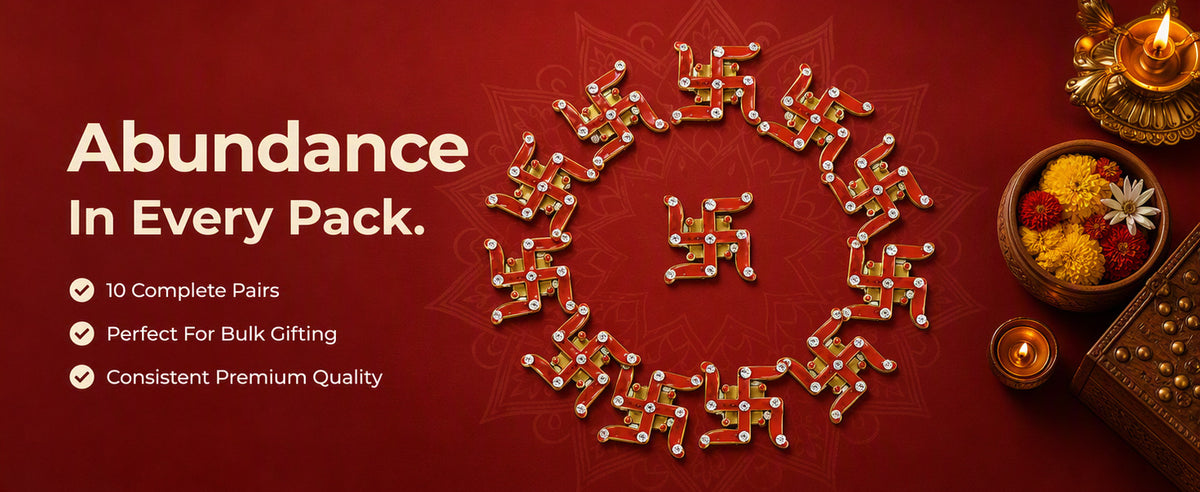 Decorative Swastik Symbols for Entrance, Mandir, Pooja Thali and Festive Decoration – 15 Pairs
