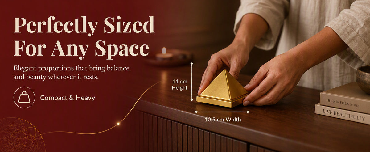 Brass 3-Layer Pyramid Showpiece for Home, Office Desk, Mandir, Meditation Space and Spiritual Gifting