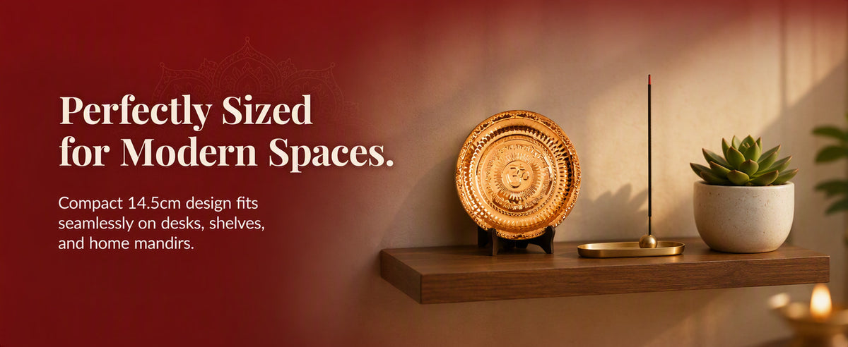 Small Copper Puja Plate for Diya, Kumkum, Roli Chawal, Temple Offerings and Festive Worship