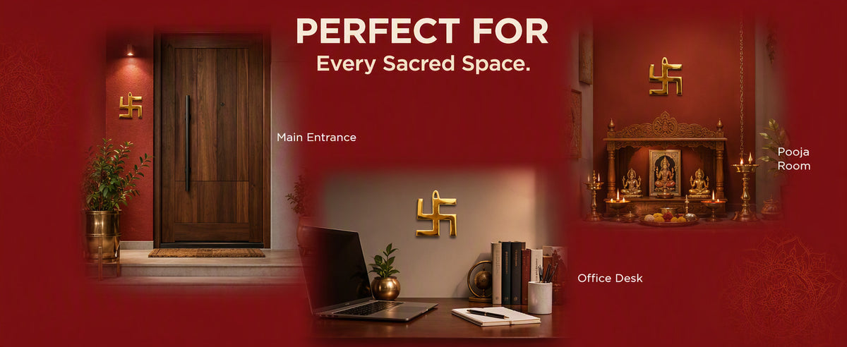 Copper Swastik Decorative Symbol for Main Door, Entrance, Pooja Room, Wall and Festive Gifting