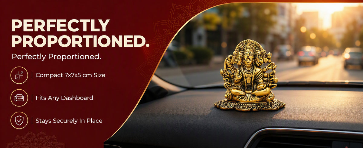 Panchmukhi Hanuman Metal Statue for Pooja Room, Home Temple, Office Desk, Car Dashboard and Gifting