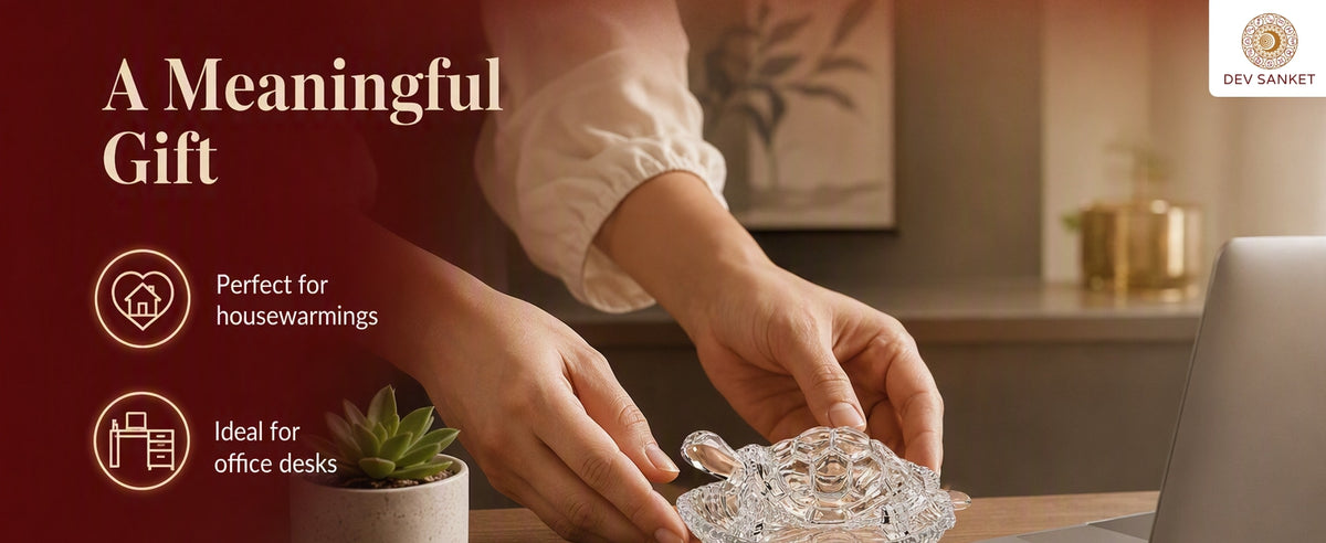 Crystal Tortoise with Leaf-Shaped Decorative Tray, Clear Turtle Showpiece for Home, Office and Gifting