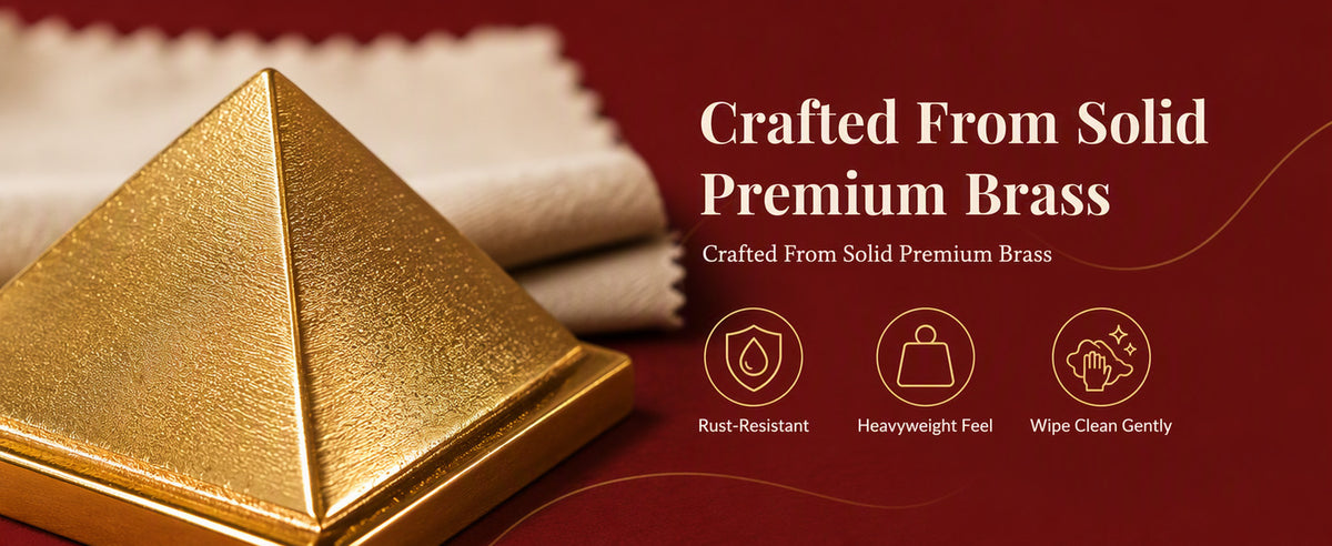 Brass 3-Layer Pyramid Showpiece for Home, Office Desk, Mandir, Meditation Space and Spiritual Gifting