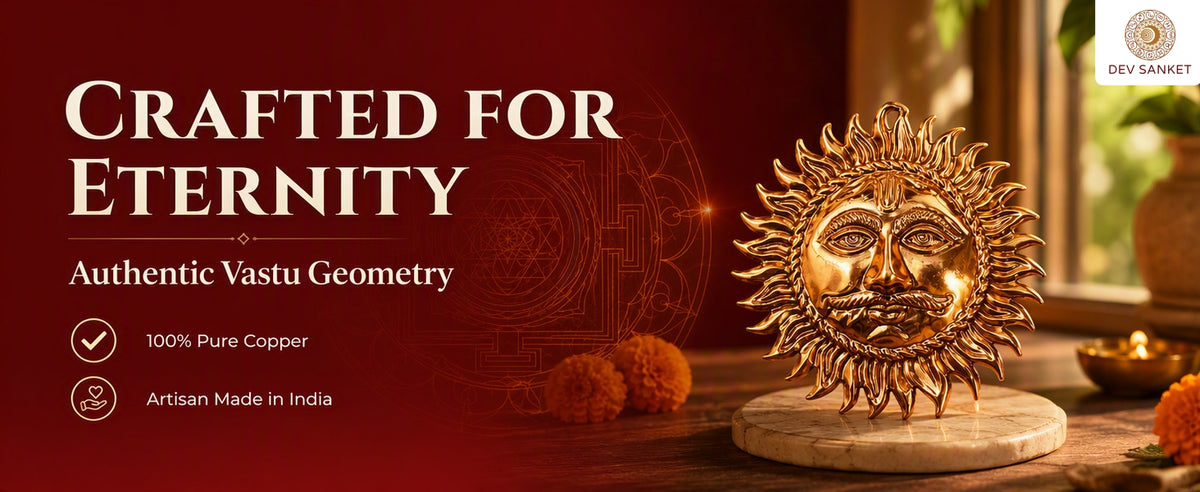 Copper Surya Dev Wall Hanging for Main Door, Entrance, Pooja Room, Living Room and Office Décor