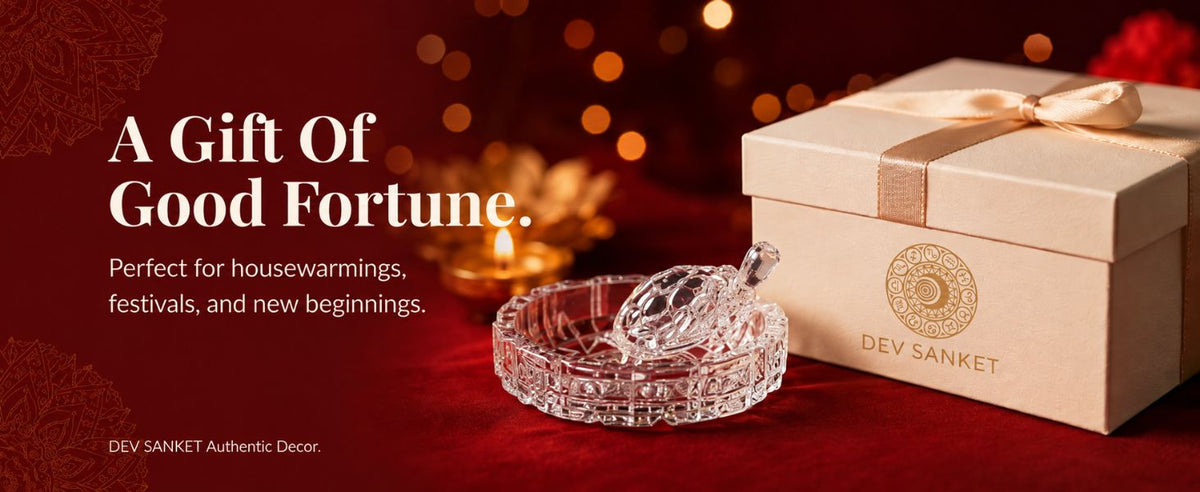Small Crystal Tortoise with Decorative Tray, Clear Turtle Showpiece for Home, Office Desk, Mandir and Gifting