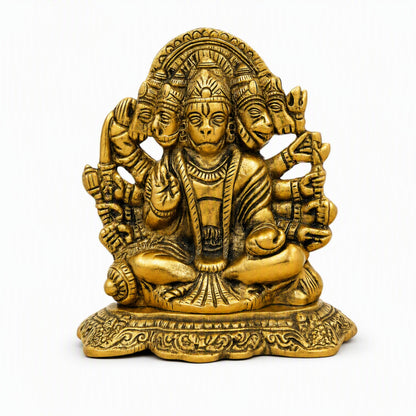 Panchmukhi Hanuman Metal Statue for Pooja Room, Home Temple, Office Desk, Car Dashboard and Gifting