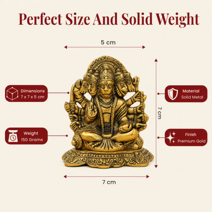 Panchmukhi Hanuman Metal Statue for Pooja Room, Home Temple, Office Desk, Car Dashboard and Gifting