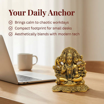 Panchmukhi Hanuman Metal Statue for Pooja Room, Home Temple, Office Desk, Car Dashboard and Gifting