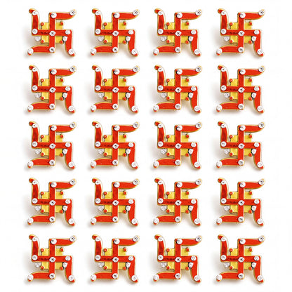 Decorative Swastik Symbols for Entrance, Mandir, Pooja Thali and Festive Decoration – 10 Pairs