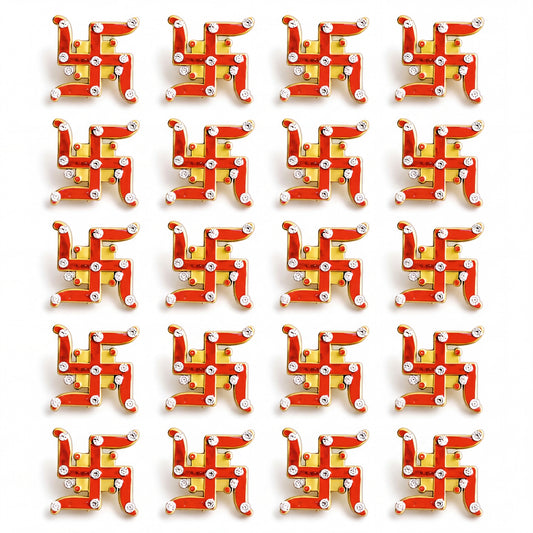 Decorative Swastik Symbols for Entrance, Mandir, Pooja Thali and Festive Decoration – 10 Pairs