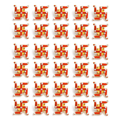 Decorative Swastik Symbols for Entrance, Mandir, Pooja Thali and Festive Decoration – 15 Pairs