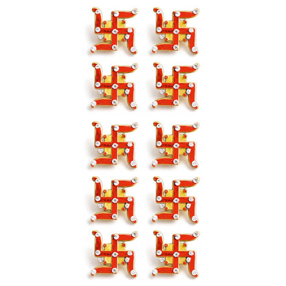 Decorative Swastik Symbols for Entrance, Mandir, Pooja Thali and Festive Decoration – 5 Pairs