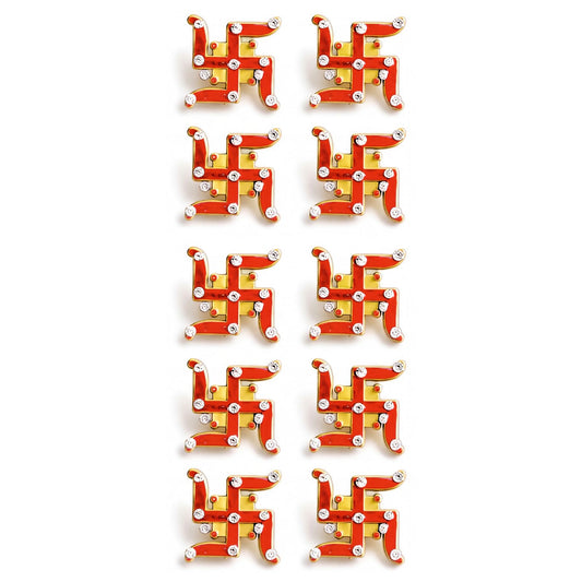 Decorative Swastik Symbols for Entrance, Mandir, Pooja Thali and Festive Decoration – 5 Pairs