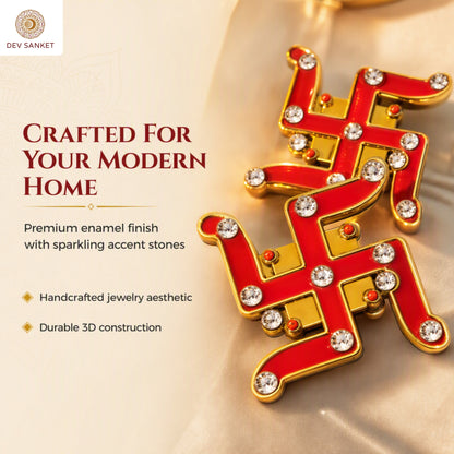 Decorative Swastik Symbols for Entrance, Mandir, Pooja Thali and Festive Decoration – 5 Pairs