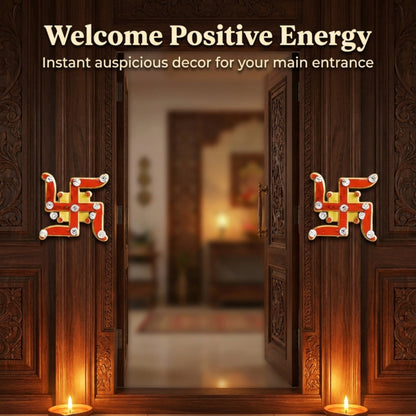 Decorative Swastik Symbols for Entrance, Mandir, Pooja Thali and Festive Decoration – 5 Pairs