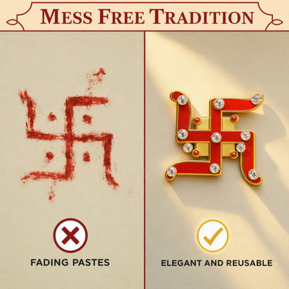 Decorative Swastik Symbols for Entrance, Mandir, Pooja Thali and Festive Decoration – 10 Pairs