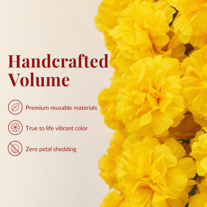 Yellow Artificial Marigold Flower Garland for Mandir, Diwali, Wedding, Festival and Home Decoration 5 Piece (Yellow)