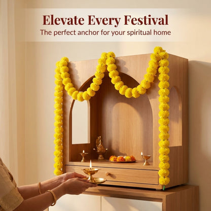 Yellow Artificial Marigold Flower Garland for Mandir, Diwali, Wedding, Festival and Home Decoration 5 Piece (Yellow)