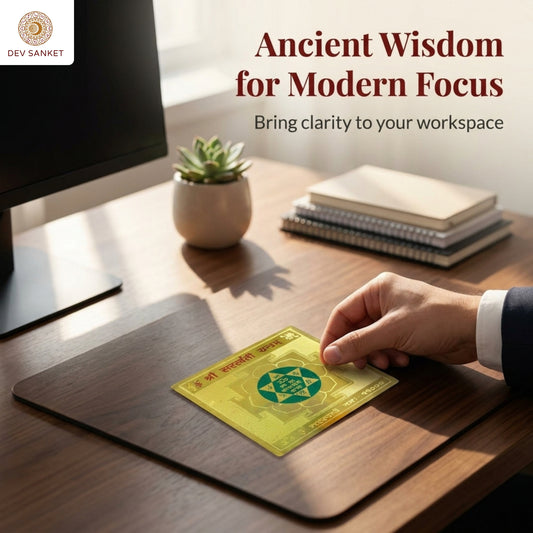 Saraswati Yantra Decorative Spiritual Symbol for Study Table, Pooja Room, Home and Gifting – Pack of 1