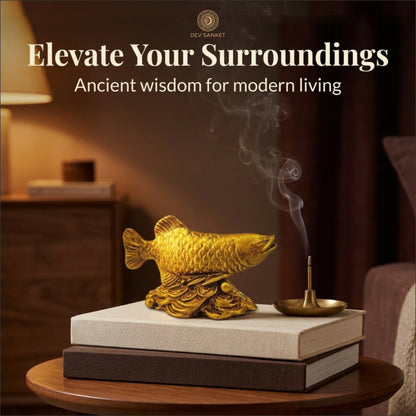 Arowana Fish Decorative Showpiece for Living Room, Office Desk, Shelf, Entrance and Gifting