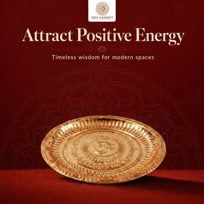 Small Copper Puja Plate for Diya, Kumkum, Roli Chawal, Temple Offerings and Festive Worship