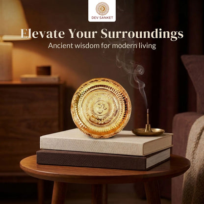 Small Copper Puja Plate for Diya, Kumkum, Roli Chawal, Temple Offerings and Festive Worship