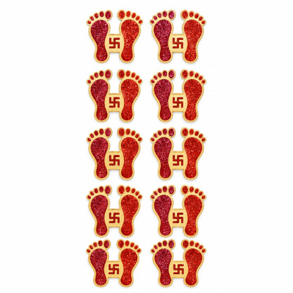 Lakshmi Charan Decorative Footprints for Entrance, Mandir, Pooja Thali and Festive Décor – 5 Pairs