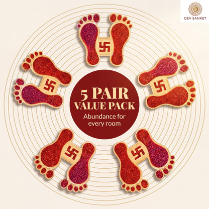 Lakshmi Charan Decorative Footprints for Entrance, Mandir, Pooja Thali and Festive Décor – 5 Pairs