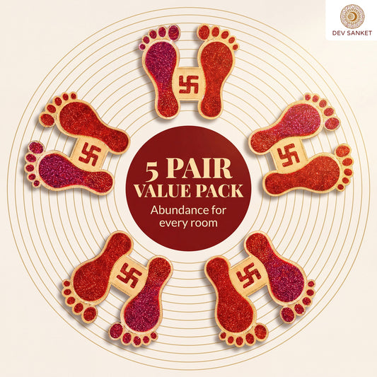 Lakshmi Charan Decorative Footprints for Entrance, Mandir, Pooja Thali and Festive Décor – 5 Pairs