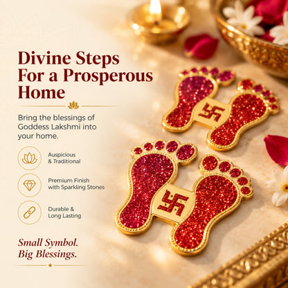 Lakshmi Charan Decorative Footprints for Entrance, Mandir, Pooja Thali and Festive Décor – 5 Pairs