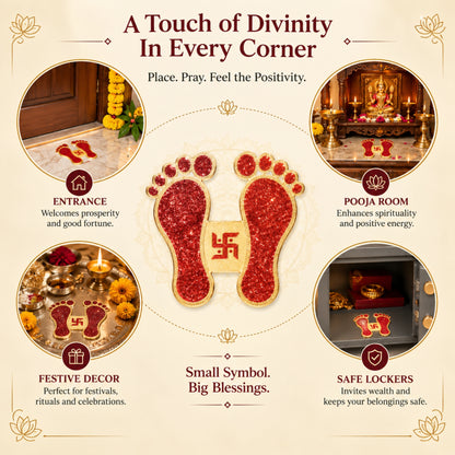 Lakshmi Charan Decorative Footprints for Entrance, Mandir, Pooja Thali and Festive Décor – 5 Pairs