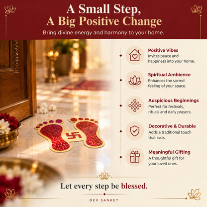 Lakshmi Charan Decorative Footprints for Entrance, Mandir, Pooja Thali and Festive Décor – 5 Pairs