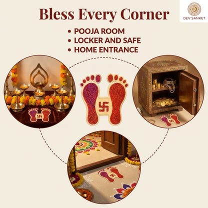 Lakshmi Charan Decorative Footprints for Entrance, Mandir, Pooja Thali and Festive Décor – 5 Pairs