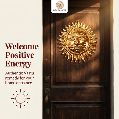 Copper Surya Dev Wall Hanging for Main Door, Entrance, Pooja Room, Living Room and Office Décor