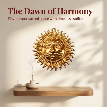 Copper Surya Dev Wall Hanging for Main Door, Entrance, Pooja Room, Living Room and Office Décor