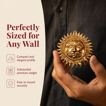 Copper Surya Dev Wall Hanging for Main Door, Entrance, Pooja Room, Living Room and Office Décor