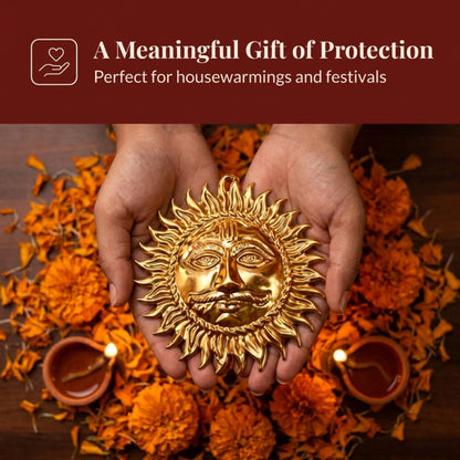 Copper Surya Dev Wall Hanging for Main Door, Entrance, Pooja Room, Living Room and Office Décor