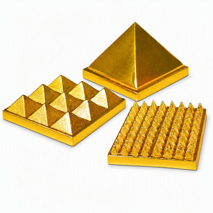Brass 3-Layer Pyramid Showpiece for Home, Office Desk, Mandir, Meditation Space and Spiritual Gifting
