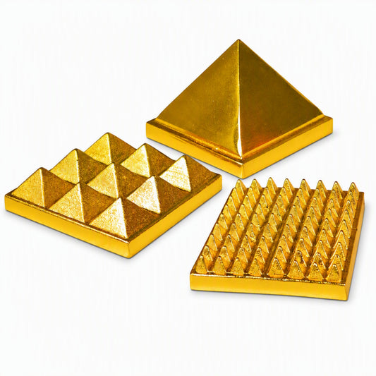 Brass 3-Layer Pyramid Showpiece for Home, Office Desk, Mandir, Meditation Space and Spiritual Gifting