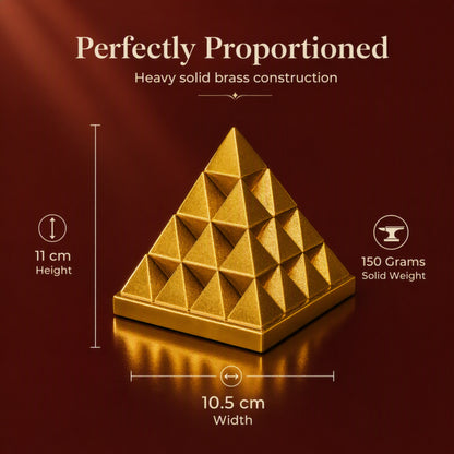 Brass 3-Layer Pyramid Showpiece for Home, Office Desk, Mandir, Meditation Space and Spiritual Gifting