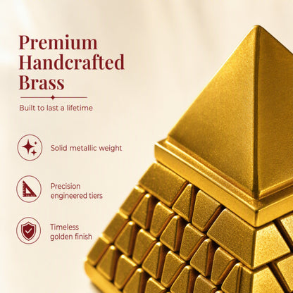 Brass 3-Layer Pyramid Showpiece for Home, Office Desk, Mandir, Meditation Space and Spiritual Gifting