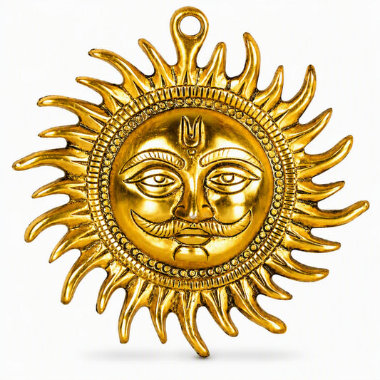 Small Surya Dev Decorative Showpiece for Wall, Entrance, Pooja Room, Home and Office Décor