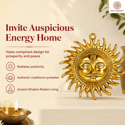 Small Surya Dev Decorative Showpiece for Wall, Entrance, Pooja Room, Home and Office Décor