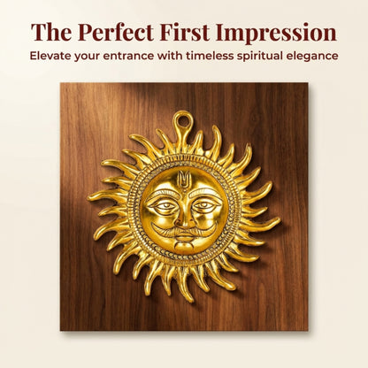 Small Surya Dev Decorative Showpiece for Wall, Entrance, Pooja Room, Home and Office Décor
