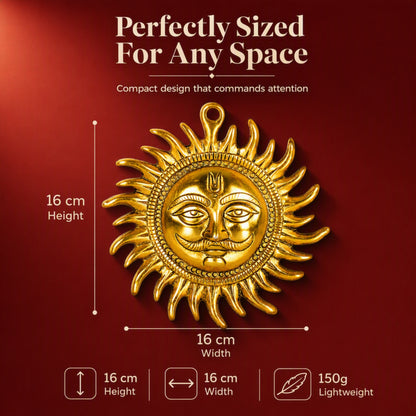 Small Surya Dev Decorative Showpiece for Wall, Entrance, Pooja Room, Home and Office Décor