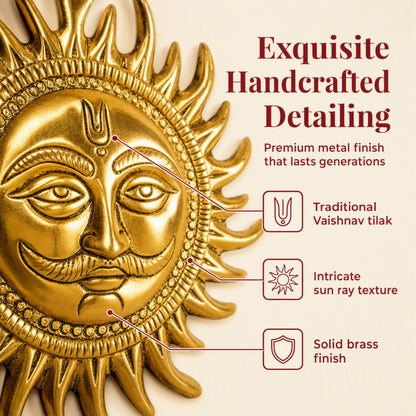 Small Surya Dev Decorative Showpiece for Wall, Entrance, Pooja Room, Home and Office Décor