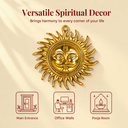 Small Surya Dev Decorative Showpiece for Wall, Entrance, Pooja Room, Home and Office Décor