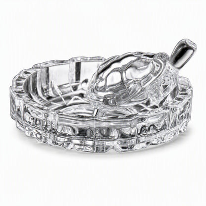 Small Crystal Tortoise with Decorative Tray, Clear Turtle Showpiece for Home, Office Desk, Mandir and Gifting