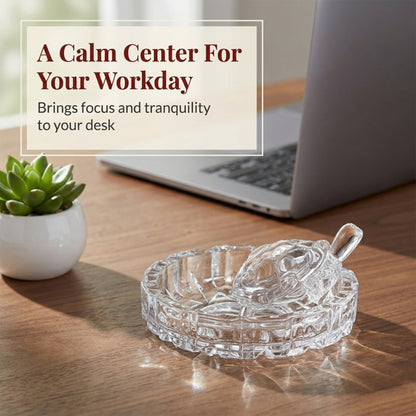 Small Crystal Tortoise with Decorative Tray, Clear Turtle Showpiece for Home, Office Desk, Mandir and Gifting